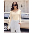 thumbnail image 3 of Ekouaer Womens 3 Pack Long Sleeve Shirts V Neck Ribbed Slim Fit Basic Tops Thermal Undershirts Casual Tee, 3 of 6