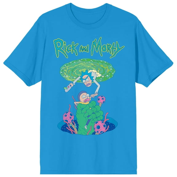 Rick & Morty Portal Rescue Crew Neck Short Sleeve Men's Turquoise T-shirt-Medium