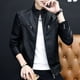 thumbnail image 1 of Chaqueta de cuero genuino de moda para hombre, de piel de oveja, con cuello corto, elegante chaqueta de cuero para motocicleta, abrigo para primavera y otoño, 1 of 3