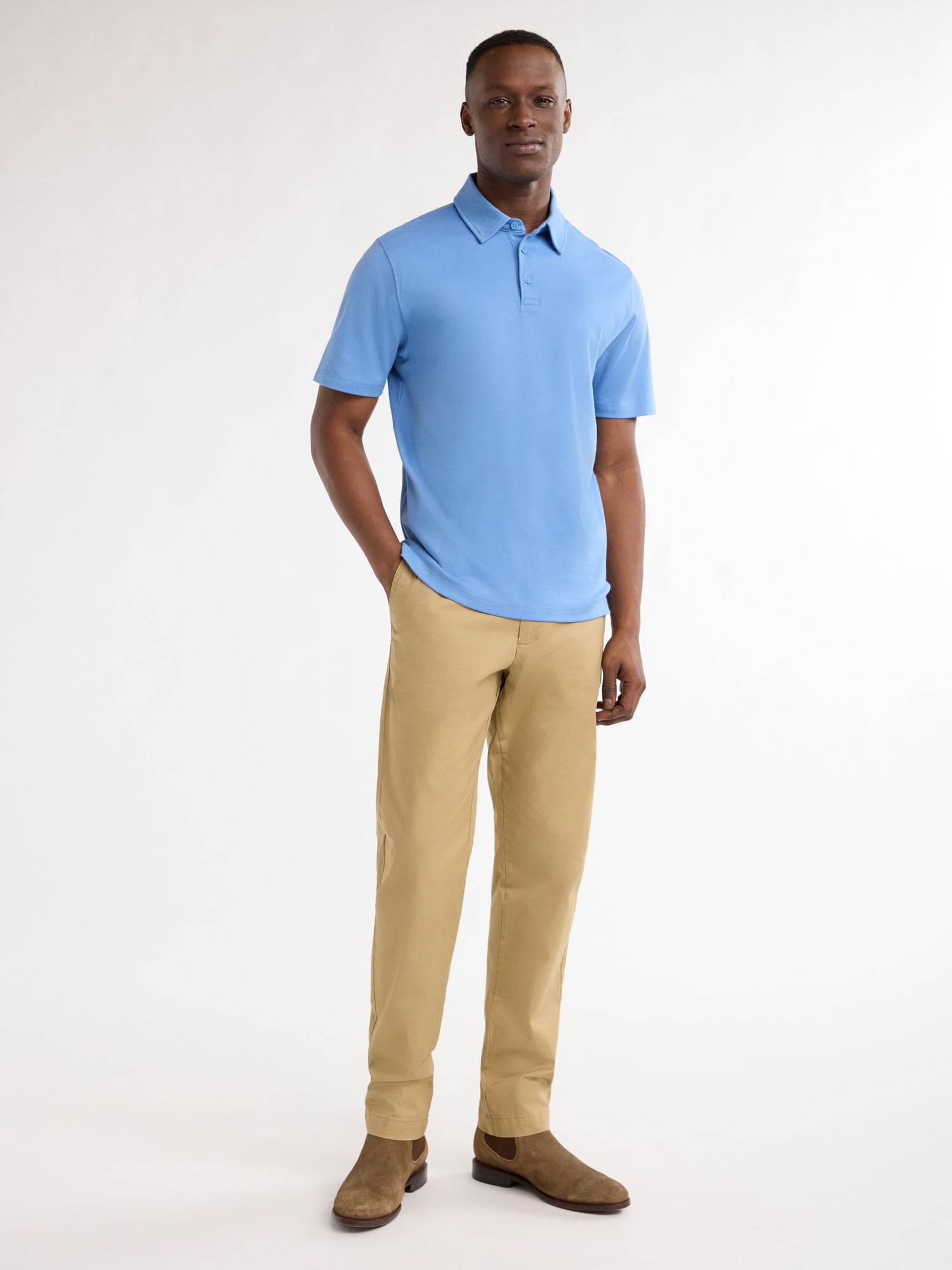 Free Assembly Mens Cotton Polo Shirt with Short Sleeves, Sizes XS-3XL