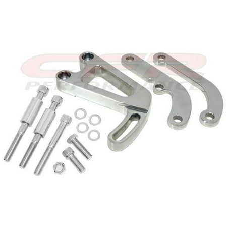 - 1963-87 Chevy Small Block Power Steering Bracket Set LWP - Polished
