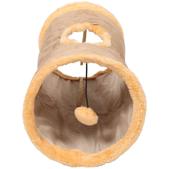 BESTYASH Pet Owners Cat Tunnel Large Khaki Velvet 1Set Collapsible Indoor Toys