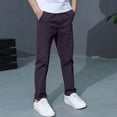 thumbnail image 4 of Floleo Boys' Spring and Summer Pants Casual Solid Color Work Pants Versatile for Daily Use Comfortable and Breathable Weekend Vacation Outdoor Sports(Purple,11-12 Years), 4 of 7
