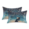 thumbnail image 2 of Dailycode Satin Pillow Case Queen Silk Pillow Cover for Hair and Skin Envelope Closure Girl Look Up Night Stars 20"x30", 2 of 9