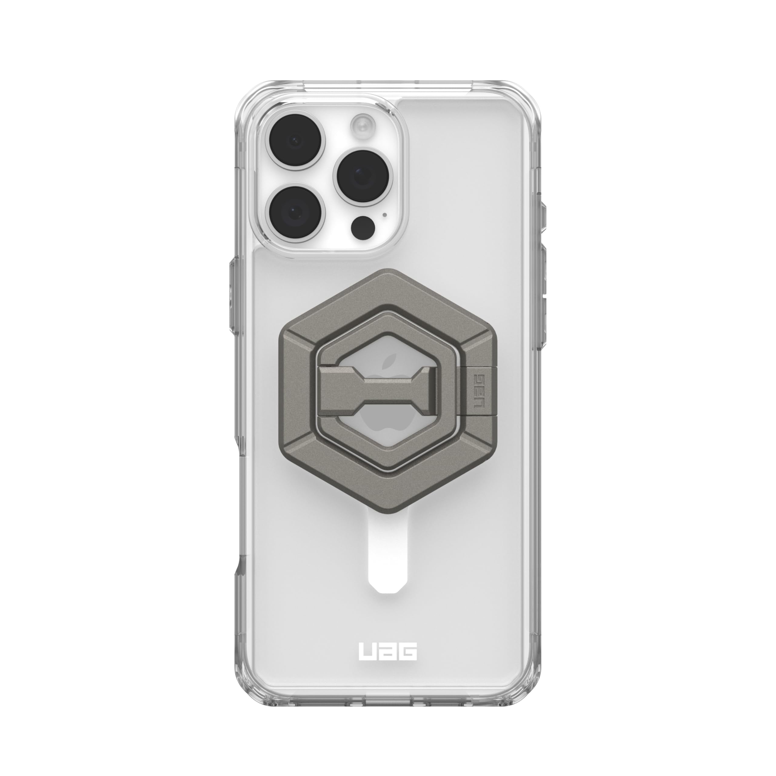 UAG iPhone 16 Pro Max Case 6.9" Plyo Ice White Compatible with MagSafe Charging Anti-Yellowing Transparent Protective Cover + Magnetic Ring Stand Titanium Bundle Set