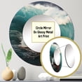 thumbnail image 3 of Designart « Vermillon et Vagues Viridiennes Vibrantes Marvel » Ensemble de Miroirs Ronds de Plage, Lot de 3 - Ensemble de Miroirs Muraux Ronds Rouges Style Côtier pour Salle de Bain, 3 of 5