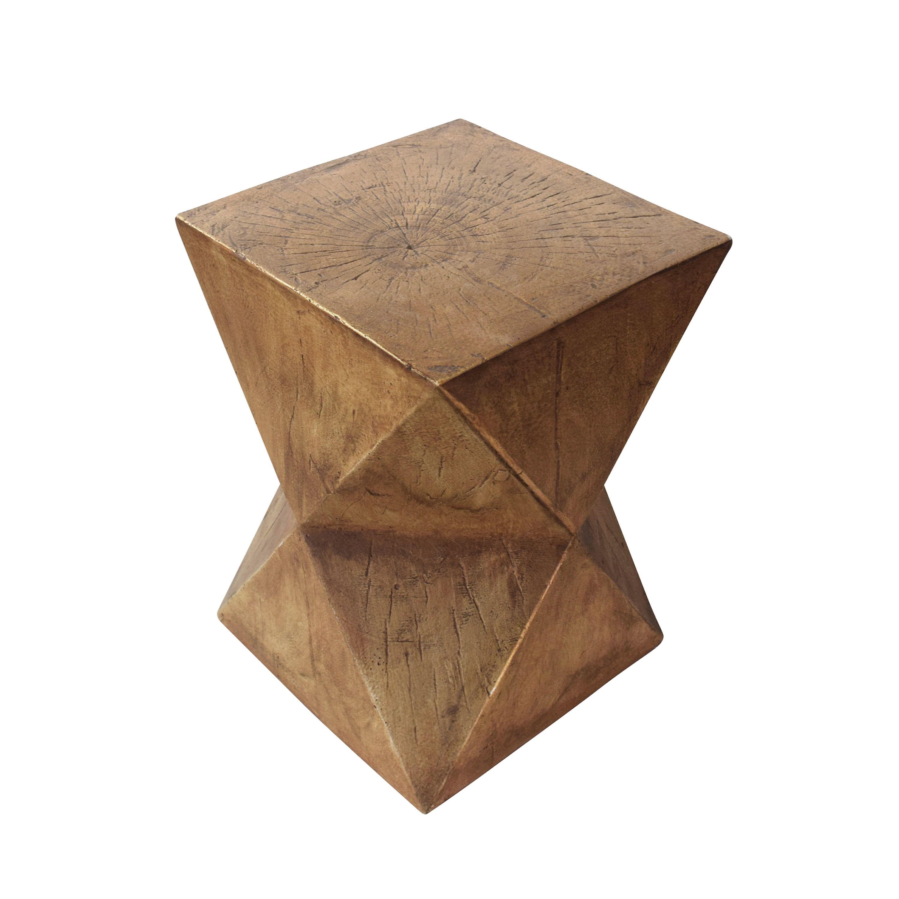 Outdoor Abstract Hourglass Side Table, Wood Look Concrete Accent Table for Patio Garden