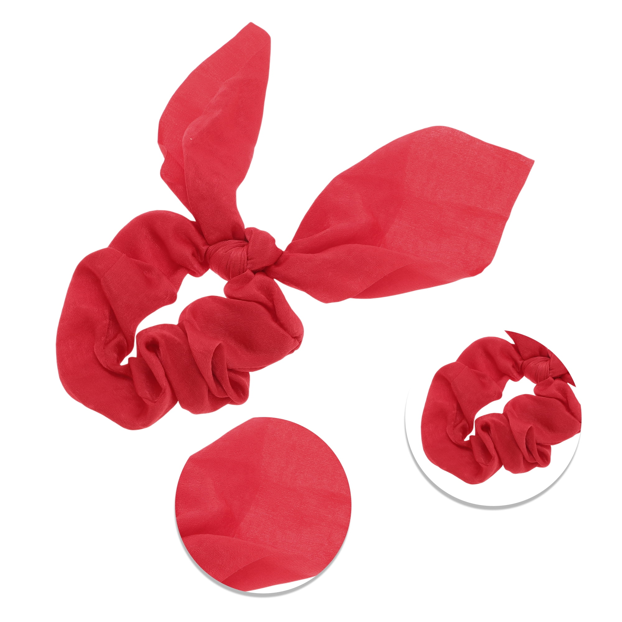 NOMADIC NOOK Solid Rabbit Ears Hair Ties 5 Pcs Blue Rose Red Grey Wine Red Apricot Pink