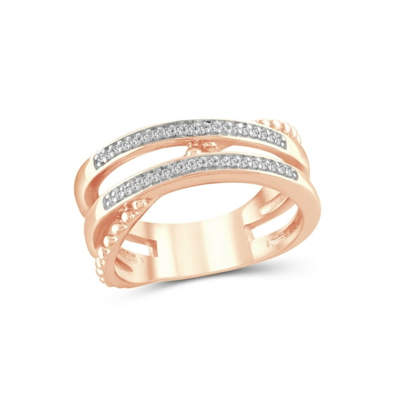 JewelersClub Stackable Diamond Rings for Women – Accent White Diamond Ring Jewelry– Rose Gold Over Silver Stackable Bands for Women –– Stackable Ring Set by JewelersClub