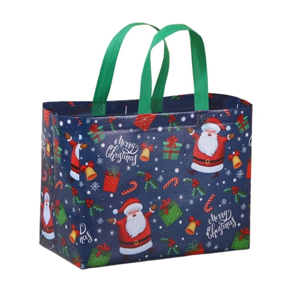 Blue Holiday Present Bag For Christmas With Handles For Easy Transport Reusable And Sturdy For Seasonal Celebrations