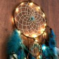 thumbnail image 2 of Dream catcher Blue with feathers and LED Fairy Lights Handmade, 2 of 5