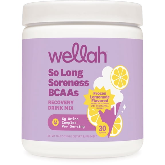 Wellah BCAAs (Frozen Lemonade Flavored) 30 Servings - BCAA Powder with Hydration Complex