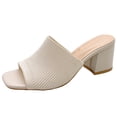 thumbnail image 3 of Sandalias de tacón grueso de bloque bajo de punto zapatos de vestir cómodos para mujer, 3 of 6