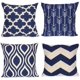 thumbnail image 1 of Fundas de almohada geométricas azul marino Home Deco al aire libre para sofá sofá algodón lino 18 x 18 pulgadas, juego de 4, 1 of 8