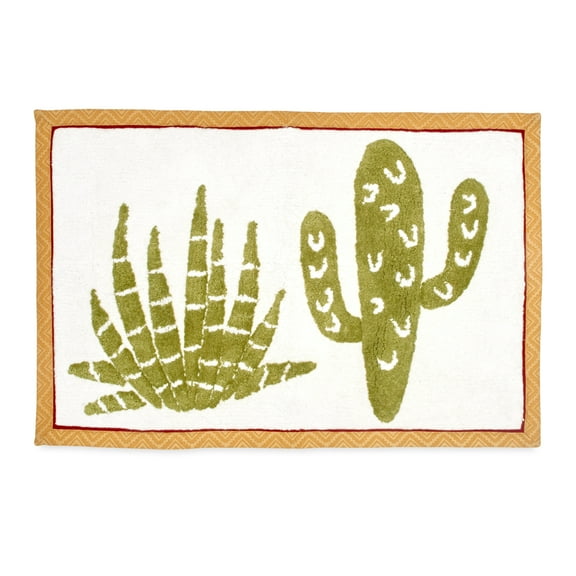 Destinations Cactus Cotton Bath Rug Olive, 20"x30", 1 Each, White, Green