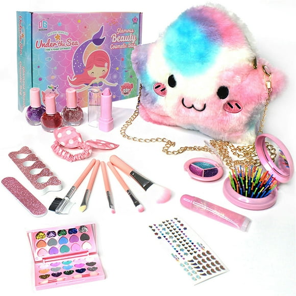 TFixol Girls Makeup Kit for Kids Children's Makeup Set Girls Princess Make Up Box Nontoxic Cosmetics Kit Toys Pretend Play Makeup Beauty Toys Christmas Gift Birthday Gift