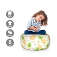 thumbnail image 2 of Tropical Storage Toy Bag Chair, Herringbone Stripes with Dots Background Summer Fruits Arrangement, Stuffed Animal Organizer Washable Bag, Large Size, Fern Green and Orange, by Ambesonne, 2 of 3