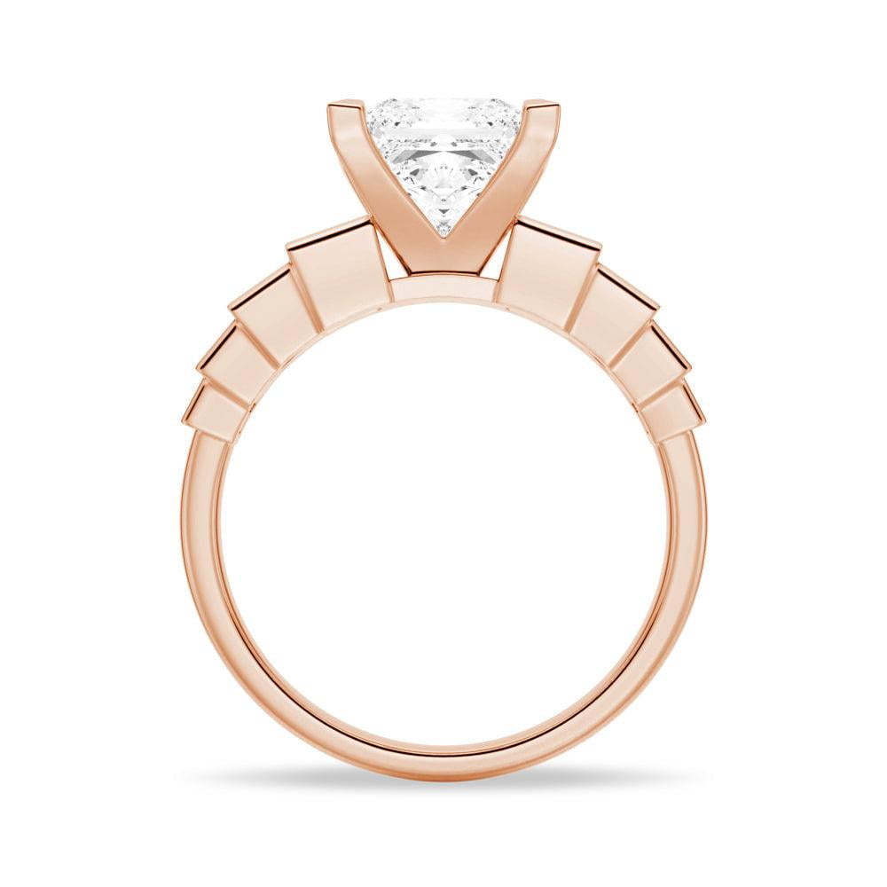 ESTE ORIGIN 4Ct Princess Cut Moissanite Engagement Ring Set - Bridal Wedding Ring Set with Eternity Band 14K Rose Gold US 6.5