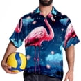 thumbnail image 4 of Starry Sky Flamingo Men's Short Sleeve Button Down Casual Beach Printed Shirts, 4 of 6
