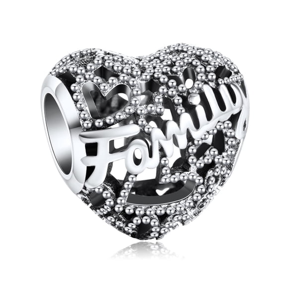 NINGAN 925 Sterling Silver Charm for Women Bracelets Necklace Love Heart Family Hollow Dangle Charm Gift