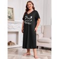 thumbnail image 3 of FEREMO Nightgowns for Women Plus Size Short Sleeve Nightshirts V Neck Sleepwear 1X-5X, 3 of 5