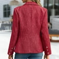 thumbnail image 6 of Stichou 2025 Fall Women's Tweed Plaid Blazer Jacket - Fully Lined Fashion Business Casual Lapel Elegant Coat with Pockets Red 2XL, 6 of 6