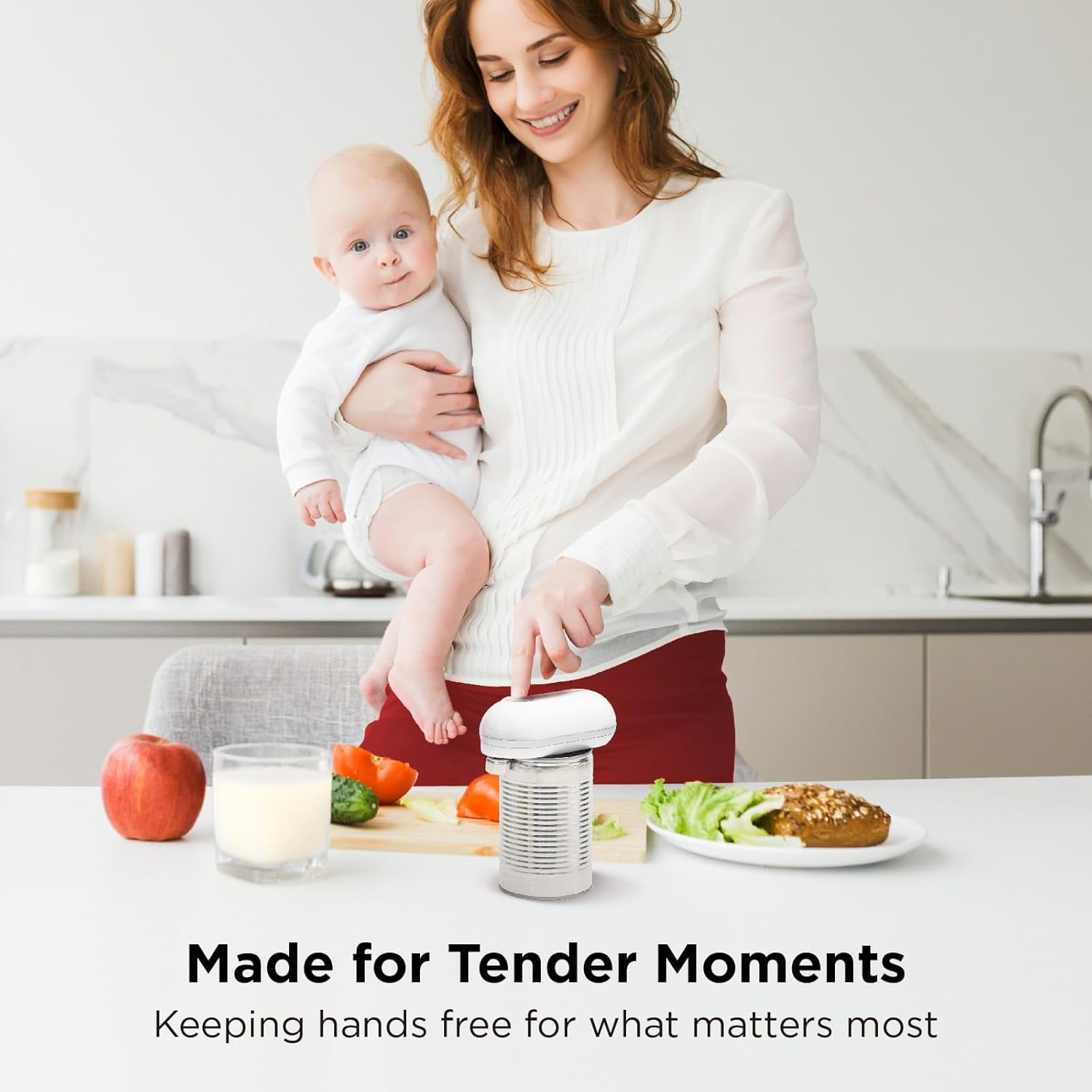Kitchen Mama Mini Plus Rechargeable Electric Can Opener (White)