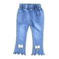 thumbnail image 2 of NAISIBABY Girls Flare Jeans (4-12T), Elastic Waist with Pockets Stretch Comfortable Casual Fashion Denim Pants Light Blue Size 7T, 2 of 9