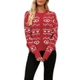 thumbnail image 2 of Women'S Cute Crew Neck Cardigan Long Sleeve Casual Knitted Cardigan Drop Shoulder Sweater Red L, 2 of 7