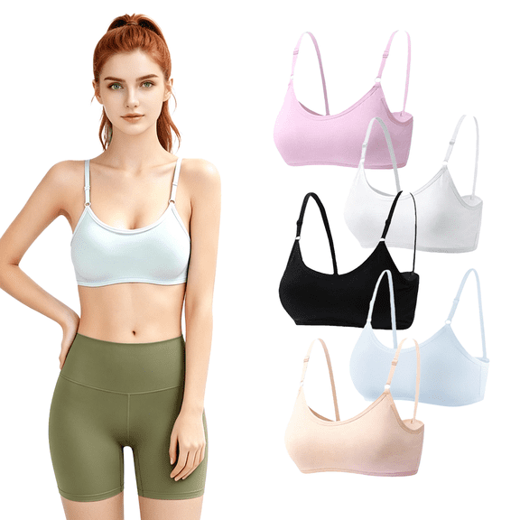 Girls Training Bra Fit for 10-16 Years Girl Teens Elastic Shoulder Straps Sports Bralette Cami Running Solid