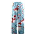 thumbnail image 5 of Autumn Winter Holiday Season Snowman Candy Cane Flannel Pajama Pants for Adults, 5 of 5