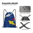 thumbnail image 4 of Xecao Cartoon Shark Pattern Sports Drawstring Backpack - String Swim Gym Bag with Wet Proof Pocket for Women&Men-Medium, 4 of 6