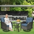 thumbnail image 5 of SHGJ&SOFT 3 Piece Patio Furniture Set, 2 Outdoor Swivel Rocking Chairs with Side Table, Thick Cushions Wicker Glider Chairs, All-Weather Gray Rattan Bistro Set for Porch, Deck, Pool (Blue), 5 of 12