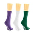thumbnail image 2 of Nobles Assorted Anti Skid/ No Slip Hospital Gripper Socks, Great for adults, men, women. Designed for medical hospital patients but great for everyone (3 Pairs Purple, White, & Green), 2 of 2