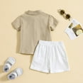 thumbnail image 4 of Cathalem Boys Spring Outfits Toddler Baby Boy Summer Outfit Short Sleeve T Shirt Top Casual Shorts Set Infant Newborn Clothes (Coffee,110), 4 of 6