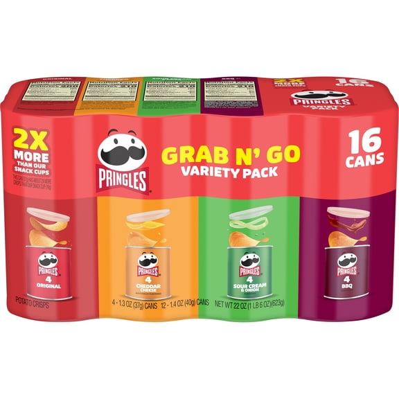 Pringles Variety Pack Potato Crisps Chips, Lunch Snacks, 16 Count