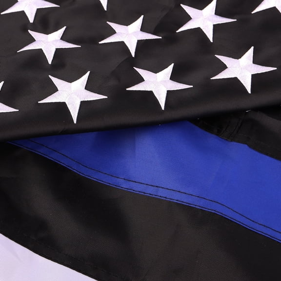 Thin Blue Line Flag for Outdoor - Embroidered Stars Police Flag, Heavy Duty Back The Blue Banner with 2 Brass Grommets for Law Enforcement Support, All-Weather Nylon