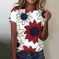 thumbnail image 3 of qucoqpe Patriotic 4th of July Shirts for Women Flag Print Crewneck Short Sleeve Independence Day Tops Summer Graphic Tees, 3 of 6