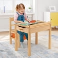 thumbnail image 6 of Gymax Kids Table and Chair Set Wood Activity Study Desk w/ Storage Drawer Hook Natural, 6 of 10