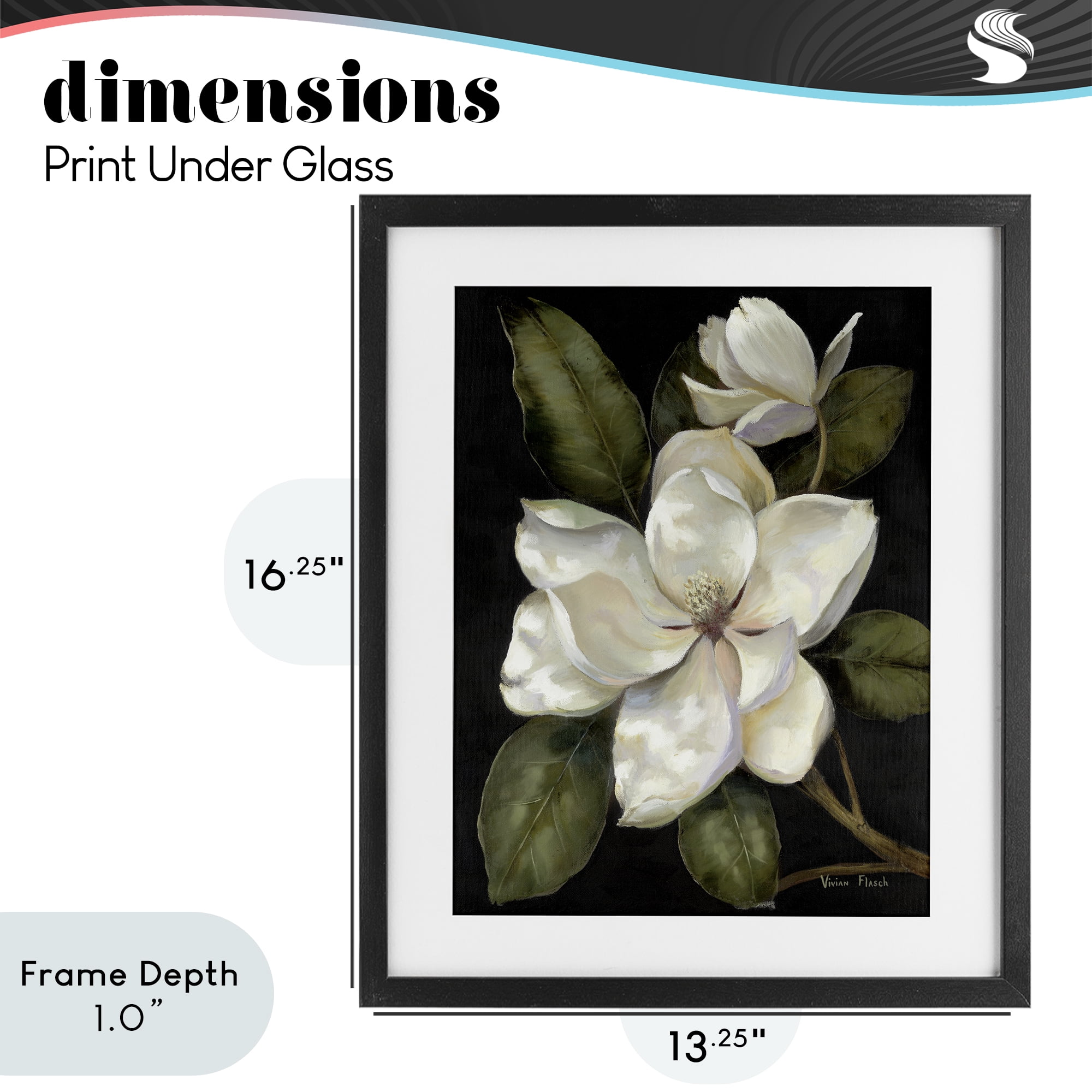 Stupell Industries Blooming Magnolia Buds Black Framed Print Under Glass, design by Nan