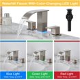 thumbnail image 2 of Bathroom faucets 3 Hole Brushed Nickel Vanity Faucet with led Waterfall Bathroom Faucet 3 Hole Sink Faucet Bathroom 8 inch Widespread Modern Parts Touch on 2 Handle, 2 of 12