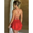thumbnail image 2 of Backless Spaghetti Strap Tiered Dress, Stylish Cowl Neck A-line Mini Dress, Women's Clothing For Coquette/Cute/Y2K Style, 2 of 5