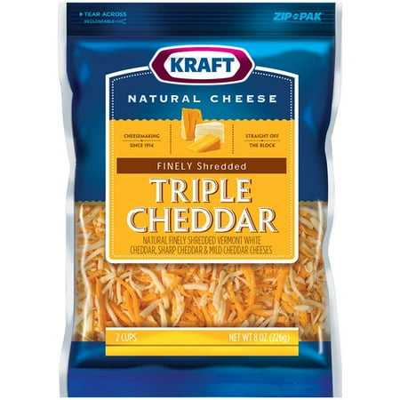 Kraft Natural Cheese Finely Shredded Triple Cheddar Cheese, 8 oz