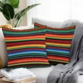 thumbnail image 2 of Mexican Colorful Outdoor Pillow Covers Set of 2 Striped Horizontal Lines Geometric Texture Waterproof Throw Pillow Case Decorative Square Cushion Cover for Patio Couch Garden Balcony, 20"x20", 2 of 9