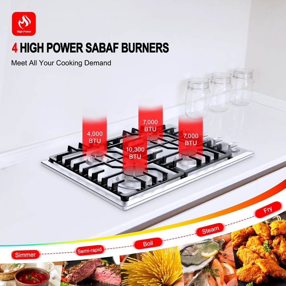 GASLAND 4 Burners Gas Cooktop, 30 inch Drop in Gas Stove Top, NG/LPG Convertible