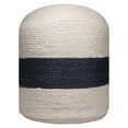 thumbnail image 2 of Ox Bay Amanda Striped Nautical Jute Hand-Woven Indoor Ottoman Pouf, Bleach/ Navy, 18" x 18" x 18", 2 of 5