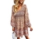 thumbnail image 3 of Vestido con estampado floral, vestido largo con escote en V y mangas abullonadas Vestido con escote en V y mangas abullonadas Uso práctico, 3 of 6