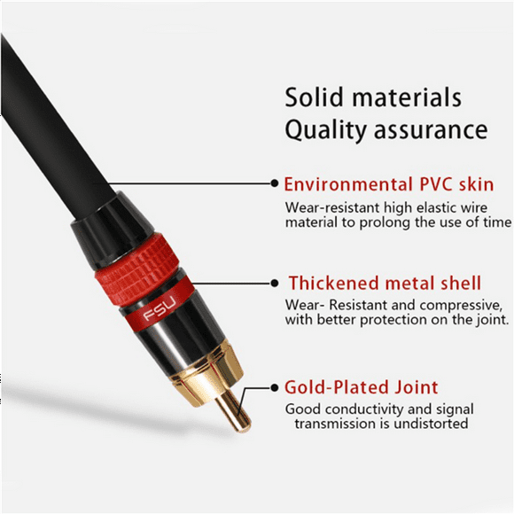 4X Digital Audio RCA Cable Premium Stereo RCA to RCA Coaxial SPDIF Cable Male Speaker Hifi Subwoofer Cable AV 0.5M