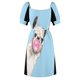 thumbnail image 5 of Bubble Gum Sneaky Llama en azul Vestido de manga corta vestidos de novia para fiestas vestido elegante Vestido de noche para mujer, 5 of 6