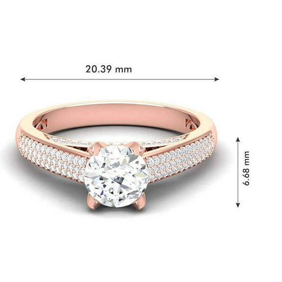 Round Diamond Wedding Band Ring / 14KT Rose Gold Plated / Bridle Ring / Anniversary Gift For Women / Handmade Jewellery / Gift For Her